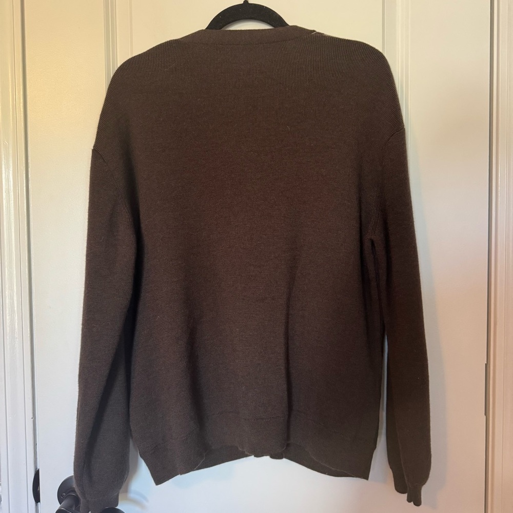 Nat Nast Men's 100% merino wool cardigan in brown, gray, and tan - Picture 2 of 6